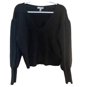 ASOS Sweater Black V Neck Drop Shoulders Fitted‎ Cuffs Witchy Grunge Sz 12